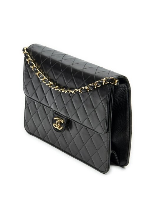 Chanel Pre-Loved Vintage Push Lock Straight Flap 2026 | Buy  Chanel Vintage Pushlock Straight Flap Black Quilted Lambskin Leather